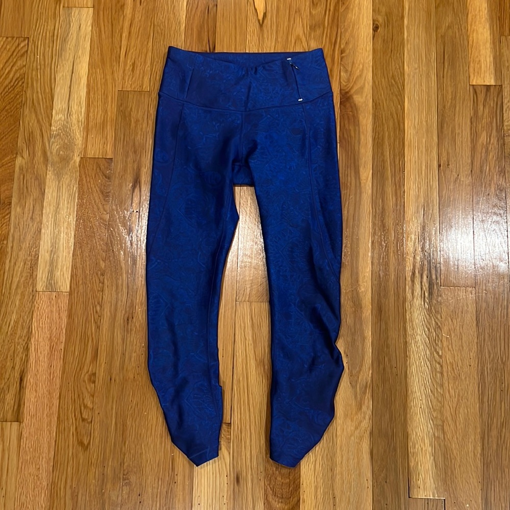 Blue patterned, cropped, alia leggings
